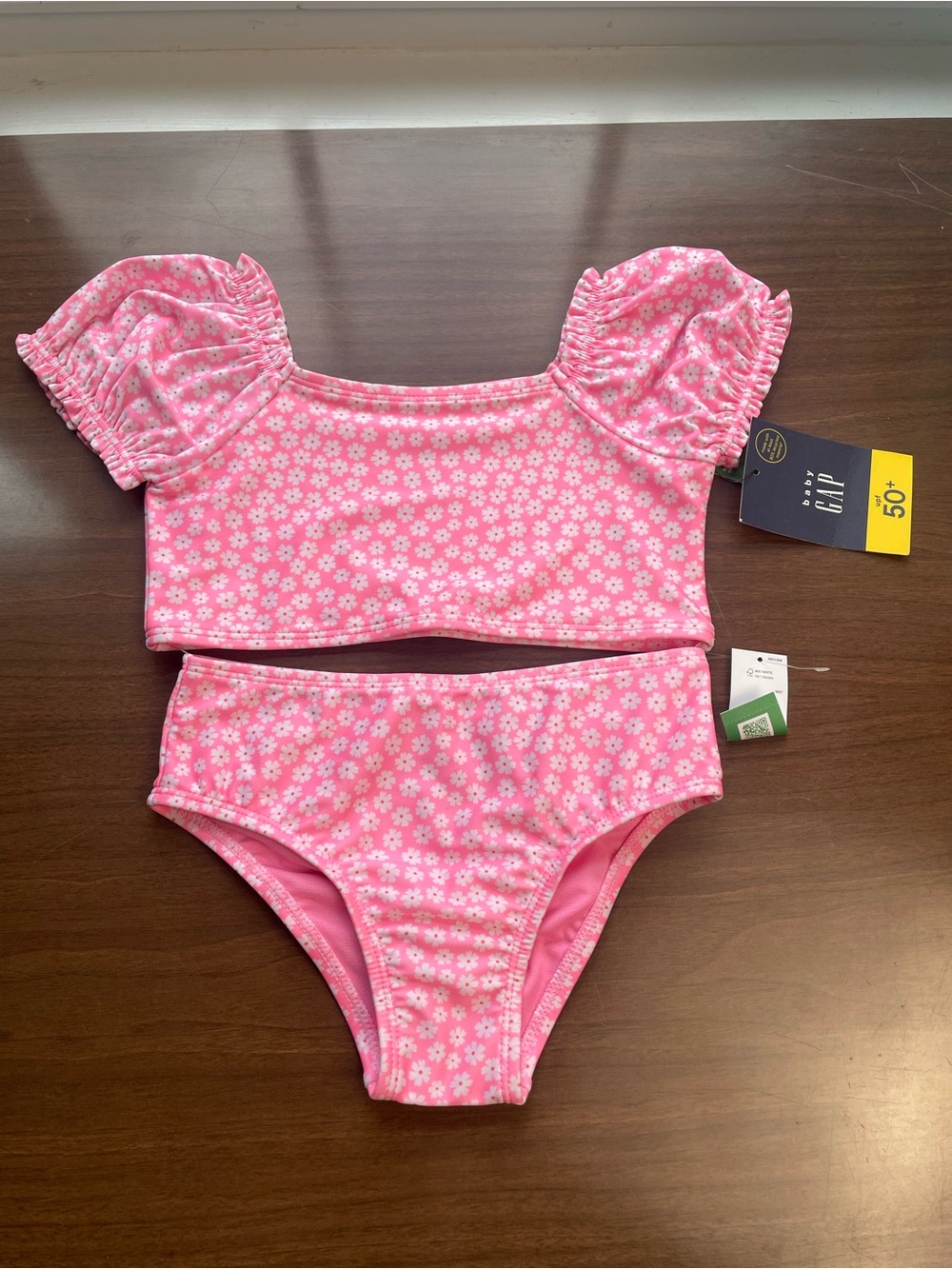 GAP Pink Floral Daisy Girls Two-Piece Swim Set